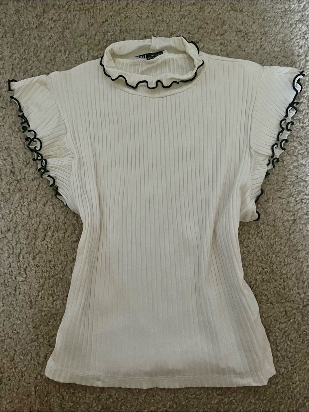 Zara Ruffle Trim Mock Neck Top